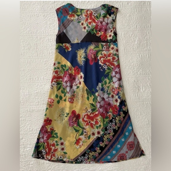 Johnny Was Aura Floral Patchwork 100% Silk Midi Slip Dress Sz XS - Picture 4 of 10